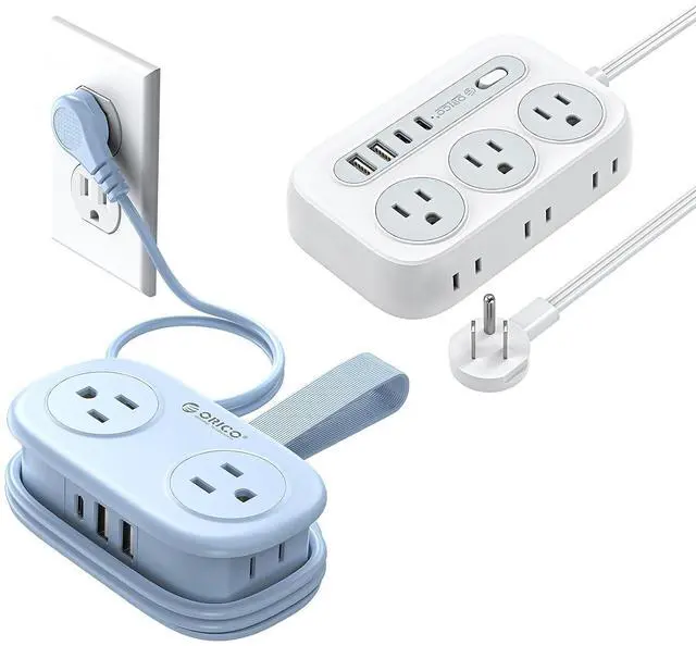 Main image of Travel Power Strip with USB C, 4 Outlets 3 USB Ports (1 USB C) with 4FT Wrapped Short Extension Cord Small Power Strip, Non Surge Protector for Travel, Cruise Ship-AP3