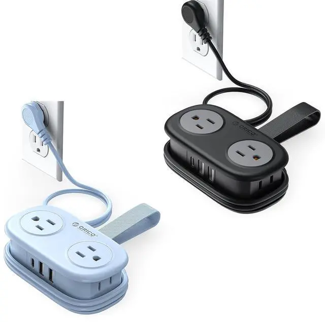 Main image of 4FT Purple Travel Power Strip with 4 AC Outlets, 2 USB-A Ports, and 1 USB-C Port, 45° Flat Plug Extension Cord with Non Surge Protector for Travel/Home/Dorm/Office