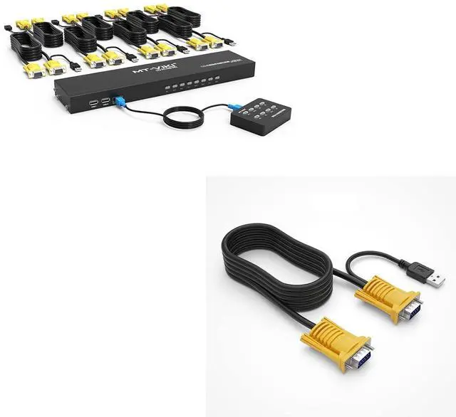 Main image of 8 Port KVM Switch+ 16ft 2-in-1 VGA KVM Cable