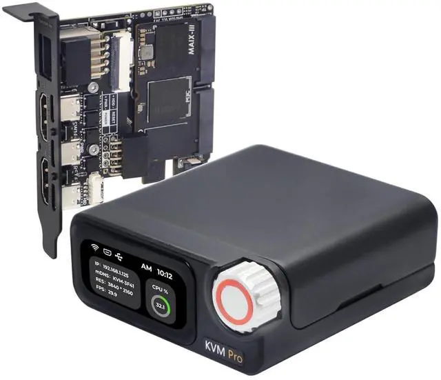 Main image of Sipeed NanoKVM Pro - 4K IP KVM, Remote Server Management, ATX Power Control, USB Keyboard/Mouse Emulator, 32GB eMMC, WiFi6, Power Control, Batch Management (Desk,with WiFi,with LED Strip)