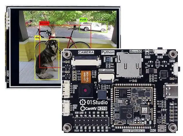 Main image of CanMV AI Development Kit, K210 RISC-V chip,Come with Camera/LCD/MIC, Rich Open Source Tuturials for Machine Vision, Audio Recognition
