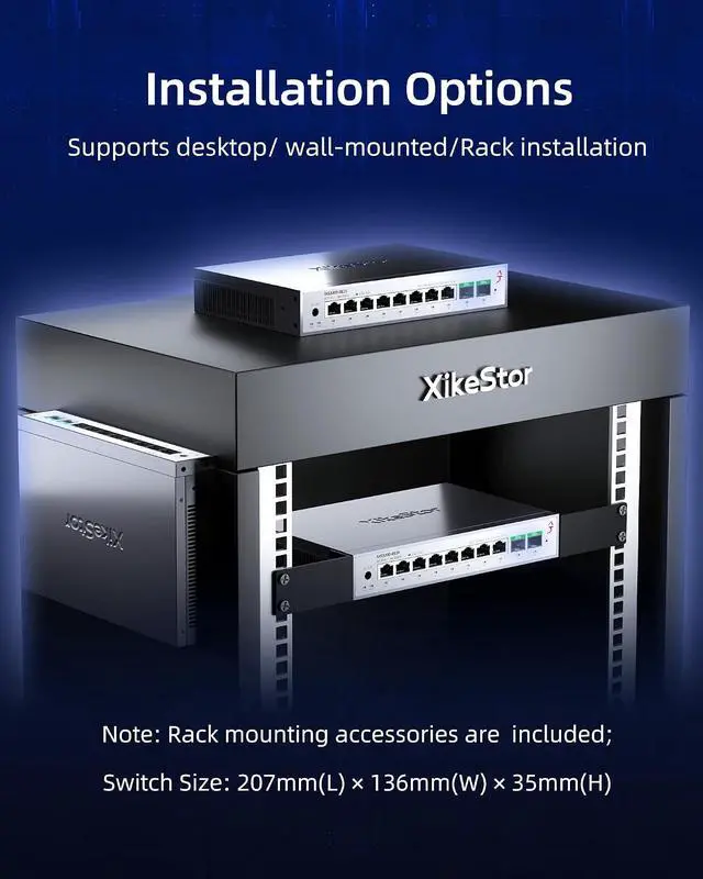 Alt view image 5 of 7 - 10-Port 2.5G Web Managed Ethernet Switch, Support LACP/VLAN/QoS/STP/IGMP, 2.5 Gigabit Network Switch, Metal Housing Fanless 2.5Gb Switch, Desktop/Wall-Mount