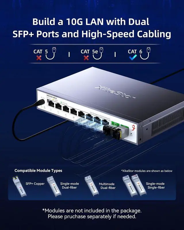 Alt view image 7 of 7 - 10-Port 2.5G Web Managed Ethernet Switch, Support LACP/VLAN/QoS/STP/IGMP, 2.5 Gigabit Network Switch, Metal Housing Fanless 2.5Gb Switch, Desktop/Wall-Mount
