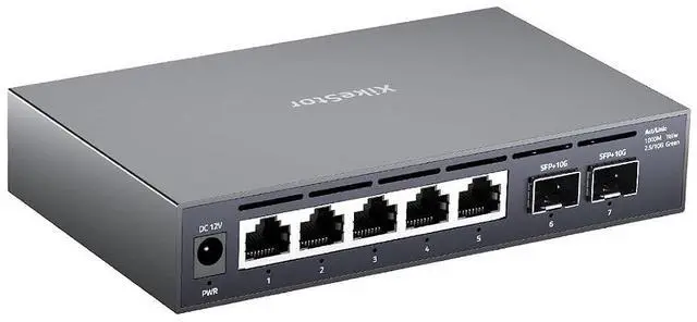 Main image of 7 Port 2.5G Unmanaged Ethernet Switch with 2x10G SFP+ , 2.5 Gigabit Network Switch, 2.5Gb Ethernet Hub, Plug & Play, Metal Housing, Desktop/Wall-Mount