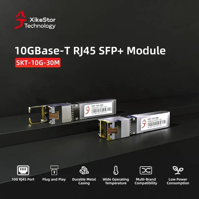 Alt view image 3 of 7 - 10GBase-T SFP+ to RJ45 Transceiver, 10G Copper SFP+ to Ethernet Module, Up to 30m, Plug and Play, Compatible with Cisco, Meraki, Ubiquiti, Fortinet, Mikrotik, Netgear, TP-Link and More