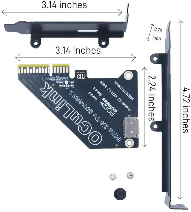 Alt view image 6 of 6 - PCIe 4.0 x4 to Oculink External SFF-8612 Adapter Card for eGPU Dock Mimi Pc