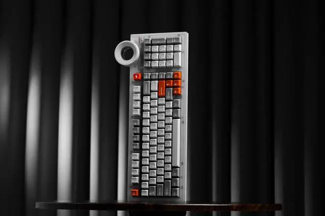 Alt view image 6 of 7 - ATM 98 Wireless Custom Mechanical Keyboard, HiFi Silent Gasket Mount Keyboard with Smart Knob, Full Size Tri-Mode Creamy Keyboard, Hot-swap, CNC Aluminum, Programmable RGB - Frost Whisper