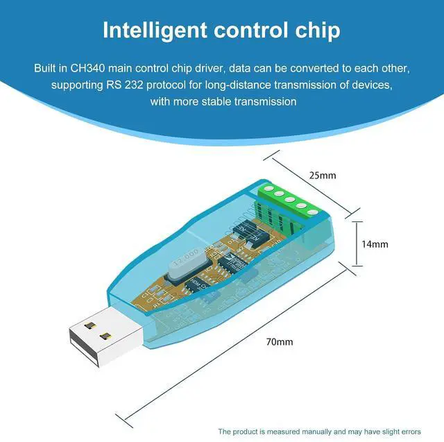 Alt view image 6 of 7 - USB to RS232 Converter, with CH340 Driver, Supporting Half Duplex Mode, 9-Pin Serial Port Communication Connector