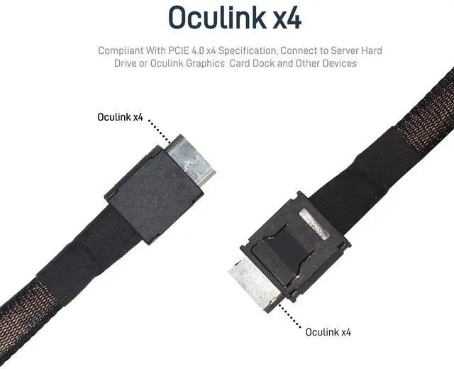 Alt view image 3 of 7 - Shielded Oculink Cable PCIe 4.0 SFF-8611 4i Male Extension Cable for Oculink eGPU onexGPU Mini PC SSD, 3.3 ft (100 cm)