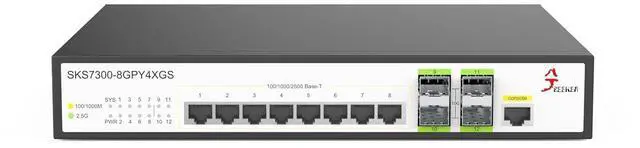 Main image of 12-Port 2.5GbE L2 Managed Switch | 8X 2.5G RJ45 + 4X 10G SFP+ | VLAN, QoS, IGMP, SNMP | Web/CLI Managed | Metal Rack-Mount