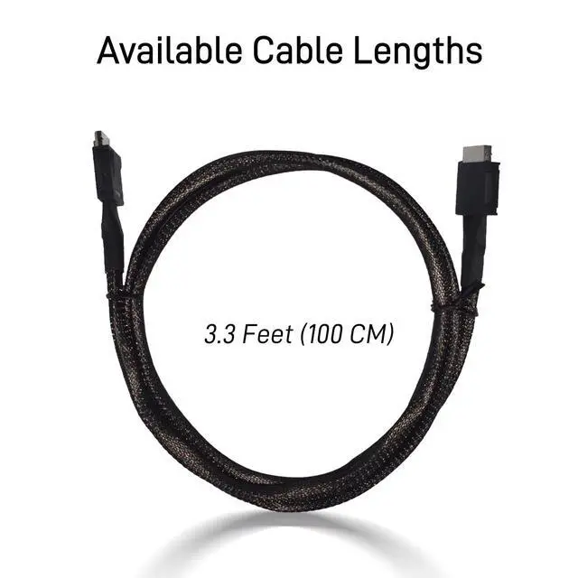 Alt view image 7 of 7 - Shielded Oculink Cable PCIe 4.0 SFF-8611 4i Male Extension Cable for Oculink eGPU onexGPU Mini PC SSD, 3.3 ft (100 cm)
