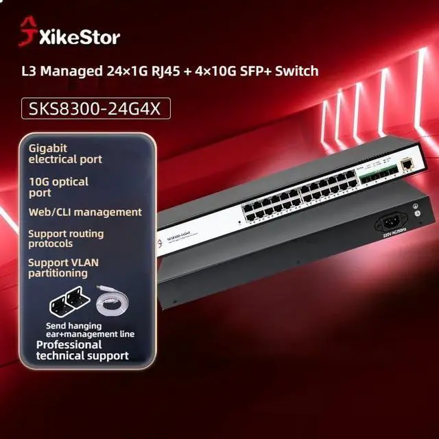 Alt view image 2 of 7 - 28-Port Gigabit PoE++ Layer 3 Managed Switch, 24 x PoE+ Ports (30W Each) & 4 x 10G SFP+, 400W Total Power, Supports VLAN, Link Aggregation, QoS, ACL, IGMP for Business Networking