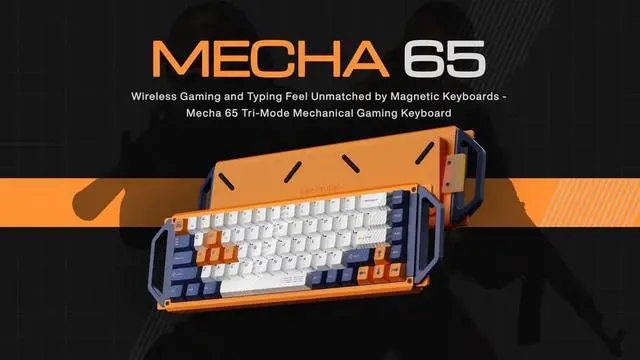 Alt view image 2 of 6 - Mecha 65 Wireless Custom Mechanical Gaming Keyboard, 68-Key Low Latency Esports Tri-Mode 2.4G Bluetooth Wired, Hot-Swap Switch, High-End RGB Gaming Accessories for PC & Mac, Strike Yellow