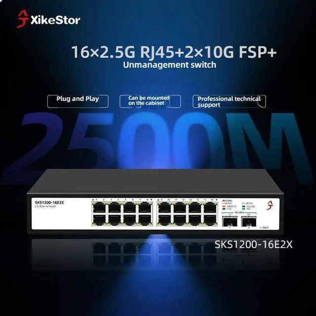 Alt view image 2 of 7 - 18-Port 2.5G Switch with 2-Port 10G SFP, Unmanaged, Fanless & Silent, for Home NAS, Gaming, 4K/8K Streaming