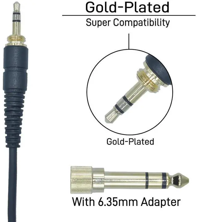 Alt view image 2 of 7 - Coiled Mini XLR to 3.5mm Stereo Audio Plug Headphone Cable, Long Female MiniXLR to 1/4 TRS Plug Cable with 1/8" to 6.35mm adapter - Compatible with Beyerdynamic AKG, Gold Plated, 13 Feet(4m)