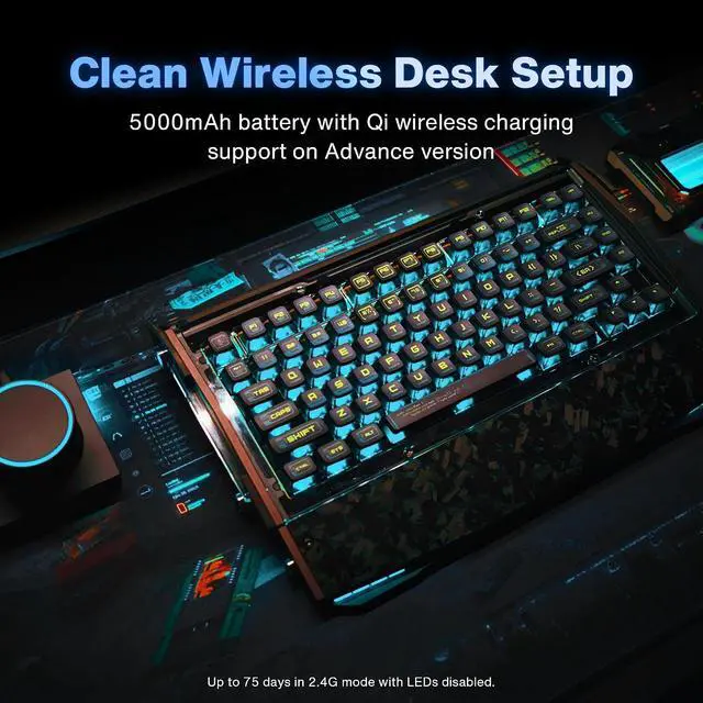 Alt view image 6 of 7 - Black Diamond 75 V2 Wireless Gaming Keyboard, Forged Carbon & CNC Aluminum Custom Keyboard, 75% Tri-Mode 2.4G/Bluetooth/USB-C, Under 2ms Low Latency, Hot-Swappable PCB, RGB