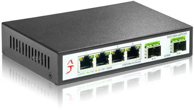 Main image of 6-Port 2.5G Unmanaged Ethernet Switch, 2.5 Gigabit Network Switch, 4X 2.5G RJ45 Ports&2X 10G SFP+, Ethernet Splitter, Metal Housing, Plug&Play