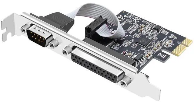Main image of PCI Express 1 Serial 1 Parallel Combo Card, PCIe to DB9 RS232 COM + DB25 LPT Printer Port Expansion Card with Low Profile Bracket, Industrial Controller Card for Desktop PC