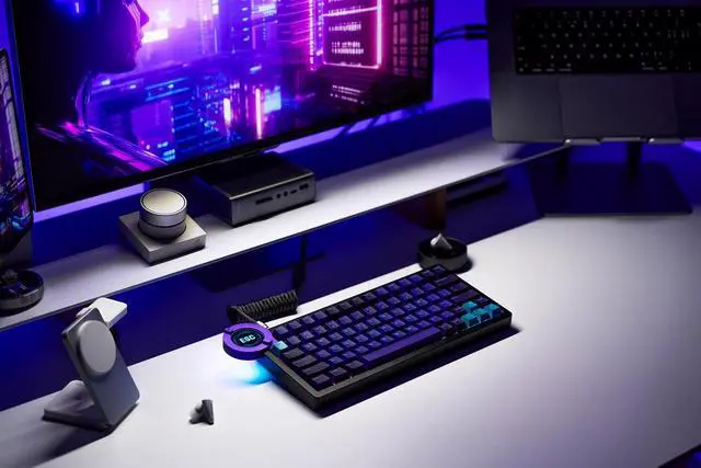 Alt view image 3 of 7 - Battleye 74.5 RT HE Magnetic Wired Gaming Keyboard with Mechanical Feel Full Metal Aluminum with Touch Screen and Rapid 4-Mode Switching RGB Lighting & Gaming Accessories - Starlight Reaper