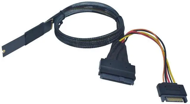 Alt view image 6 of 7 - PCIe 5.0 M.2 to U.2 Adapter, M.2 to SFF-8639 U.2 NVMe SSD Cable with 15Pin Power, Left Exit, 1.6ft (50cm)
