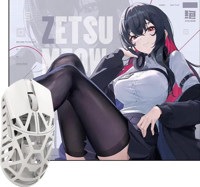 Main image of WLMOUSE Beast X Pro Magnesium Gaming Mouse(Milky White,OM Switch,Side Slits)+ZETSUMEOW JUE 2.0 Mouse Pad(White)
