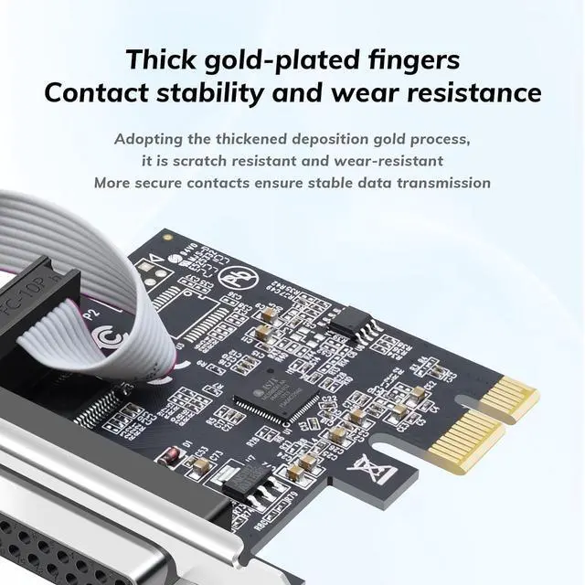 Alt view image 5 of 7 - PCI Express 1 Serial 1 Parallel Combo Card, PCIe to DB9 RS232 COM + DB25 LPT Printer Port Expansion Card with Low Profile Bracket, Industrial Controller Card for Desktop PC