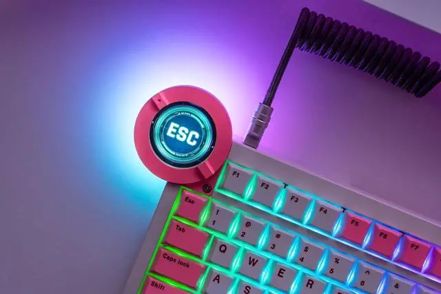 Alt view image 4 of 7 - Battleye 74.5 RT HE Magnetic Wired Gaming Keyboard with Mechanical Feel Full Metal Aluminum with Touch Screen and Rapid 4-Mode Switching RGB Lighting & Gaming Accessories - Pink Blaze