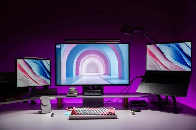 Alt view image 7 of 7 - Battleye 74.5 RT HE Magnetic Wired Gaming Keyboard with Mechanical Feel Full Metal Aluminum with Touch Screen and Rapid 4-Mode Switching RGB Lighting & Gaming Accessories - Pink Blaze