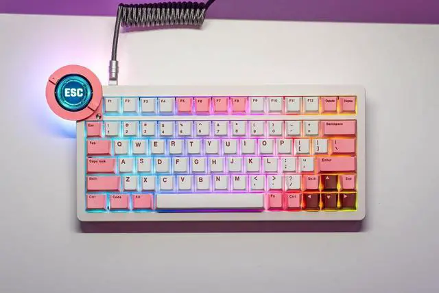 Alt view image 6 of 7 - Battleye 74.5 RT HE Magnetic Wired Gaming Keyboard with Mechanical Feel Full Metal Aluminum with Touch Screen and Rapid 4-Mode Switching RGB Lighting & Gaming Accessories - Pink Blaze