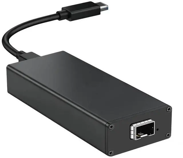 Main image of USB C to 10Gbps Fiber Network Adaptor, Type-C to SFP+ 10Gigabit Ethernet Adapter, Thunderbolt 3/4 with Intel JHL7440 & 82599EN, Built-in Cooling Fan, for MacBook, Laptop Converter