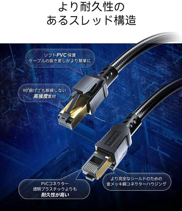Alt view image 5 of 7 - Cat 8 Ethernet Cable, Heavy Duty High Speed Internet Network Cable, Professional LAN Cable Shielded in Wall (Cat8-26FT)