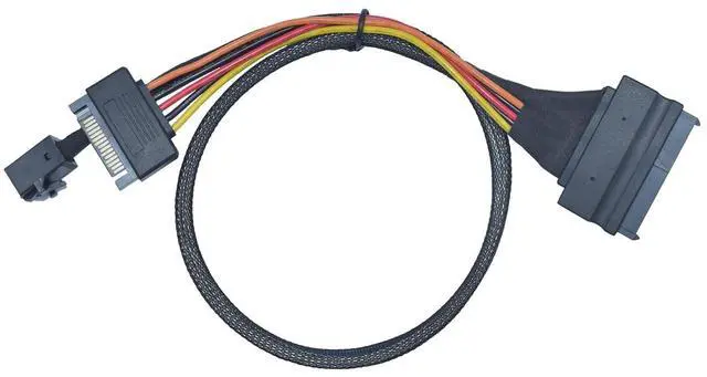 Alt view image 3 of 4 - Mini SAS HD SFF-8643 to U.2 SFF-8639 NVMe SSD Cable with 15 Pin SATA Power, 1.6ft (50cm)