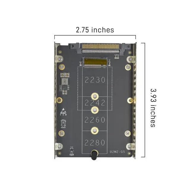 Alt view image 3 of 5 - PCIe 5.0 U.2 to M.2 Adapter, SFF-8639 to M2 NVMe SSD Card