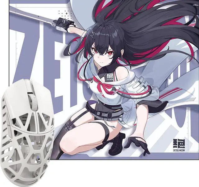 Main image of WLMOUSE Beast X Pro Magnesium Gaming Mouse(Milky White,OM Switch,Side Slits)+ZETSUMEOW REN Yaiba Mouse Pad(White)
