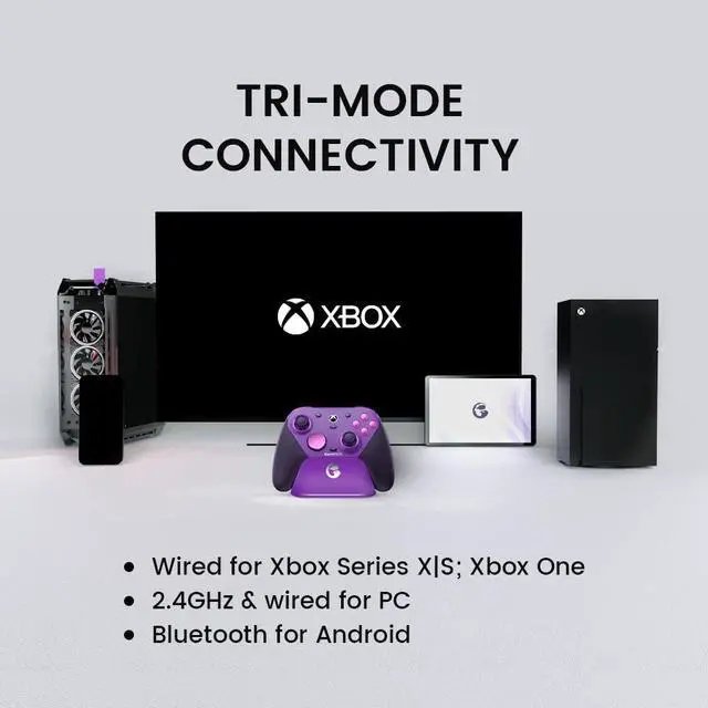 Alt view image 2 of 7 - G7 Pro Wired XBOX Controller for XBOX Series X|S, TMR Sticks, Hall Effect Triggers, 4 Remappable Buttons, 1000Hz PC Mode, PC & Android Controller(Plum Purple)
