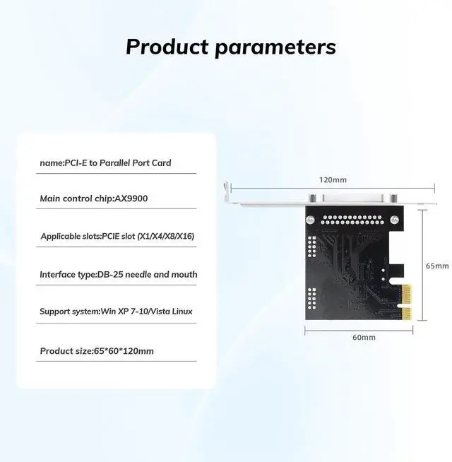 Alt view image 6 of 7 - Industrial Grade PCIe DB25 Parallel Port Card, PCI Express LPT Expansion Card for Printer, 1 Port DB25 Female Adapter, Auto IRQ Allocation - Plug & Play