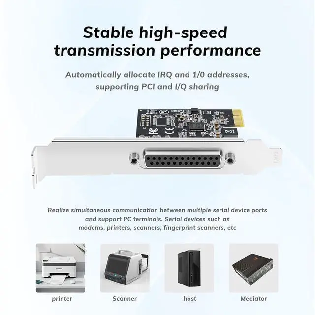 Alt view image 4 of 7 - PCI-E Parallel Port Card, 1 Port DB25 Female Printer Adapter, IEEE 1284 Expansion Card, LPT Port to PCI Express Converter for Industrial PC