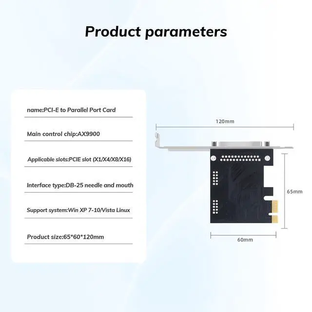 Alt view image 6 of 7 - PCI-E Parallel Port Card, 1 Port DB25 Female Printer Adapter, IEEE 1284 Expansion Card, LPT Port to PCI Express Converter for Industrial PC