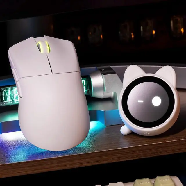 Alt view image 6 of 7 - WLMOUSE Huan 48g Ultra-Lightweight Magnesium Alloy Gaming Mouse,8K Voice & Display Receiver, Dual 8K Wireless/Wired, PAW3950HS Sensor, RGB Wheel Lighting, Nordic 54H20 (Balck(OM Switch))