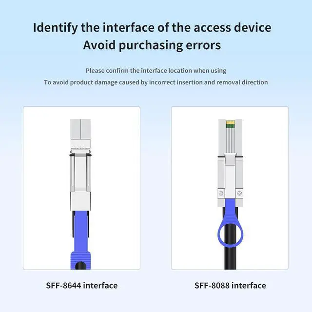 Alt view image 3 of 7 - 2 Pack SFF-8644 to SFF-8088 SAS Adapter Cable 2M/6.56FT High-Speed MiniSAS Converter for HDD/SSD Storage, RAID Disk Arrays, Server, Durable Data Extension Transfer Cable