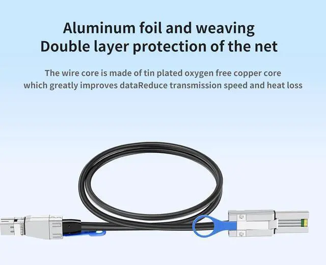 Alt view image 6 of 7 - 2 Pack SFF-8644 to SFF-8088 SAS Adapter Cable 2M/6.56FT High-Speed MiniSAS Converter for HDD/SSD Storage, RAID Disk Arrays, Server, Durable Data Extension Transfer Cable