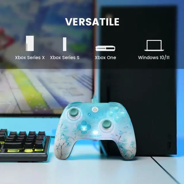 Alt view image 3 of 7 - T7 Pro Floral Wired XBOX Controller for XBOX Series X|S, Hall Effect Sticks & Triggers, RGB Lighting, Trigger Stops, 2 Remappable Back Buttons, PC Controller for Windows 10/11(Floral)