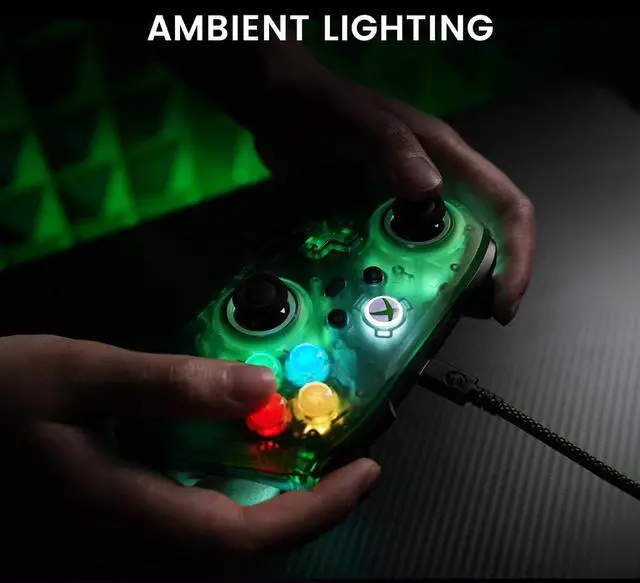 Alt view image 4 of 7 - T7 Pro Wired XBOX Controller for XBOX Series X|S, Hall Effect Sticks & Triggers, RGB Lighting, Trigger Stops, 2 Remappable Back Buttons, PC Controller for Windows 10/11(Retro Green)