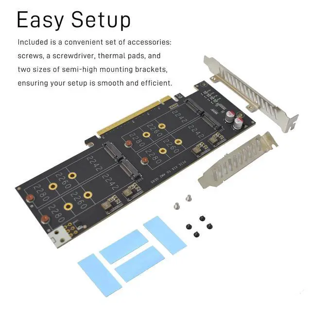 Alt view image 6 of 7 - PCIe 5.0 M.2 SSD Expansion Card for 4 NVME M.2 SSD M Key 2280 2260 2242