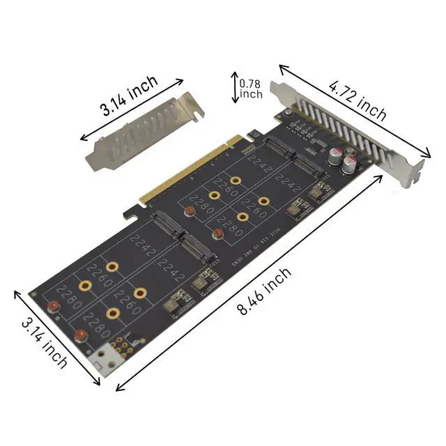 Alt view image 5 of 7 - PCIe 5.0 M.2 SSD Expansion Card for 4 NVME M.2 SSD M Key 2280 2260 2242