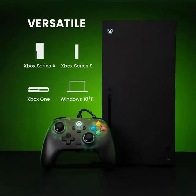 Alt view image 6 of 7 - T7 Pro Wired XBOX Controller for XBOX Series X|S, Hall Effect Sticks & Triggers, RGB Lighting, Trigger Stops, 2 Remappable Back Buttons, PC Controller for Windows 10/11(Retro Green)