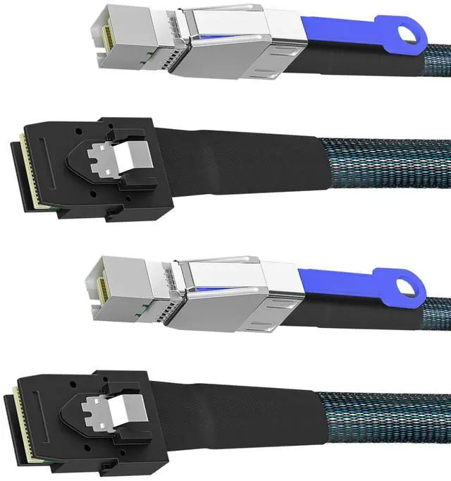 Main image of SAS to Mini SAS Adapter Cable, 2 Pack 2M/6.56FT SFF-8644 to SFF-8087 Storage Extension Cable, High-Speed Data Transfer for HDD/SSD, RAID Arrays, Servers, and Storage Systems