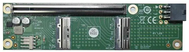 Main image of Gen5 MCIO 8i to PCIe x16 Adapter, Dual MCIO x8 to PCIe Female Card with 6 Pin GPU Power Port for Flexible Slot Extension