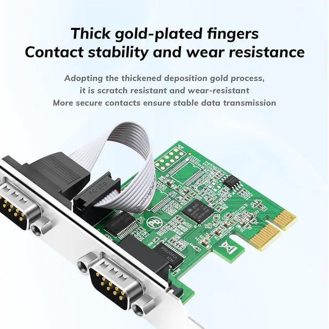 Alt view image 5 of 7 - PCI Express (PCIe) 2-Port RS232 Serial Adapter Card, PCI-E to DB9 COM Port Expansion Card, 9-Pin Industrial Controller Card with Low/Full Profile Brackets for Desktop PC