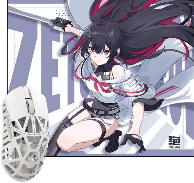 Main image of WLMOUSE Beast X Mini Pro Magnesium Gaming Mouse(Milky White,OM Switch,Side Slits)+ZETSUMEOW REN Yaiba Mouse Pad(White)